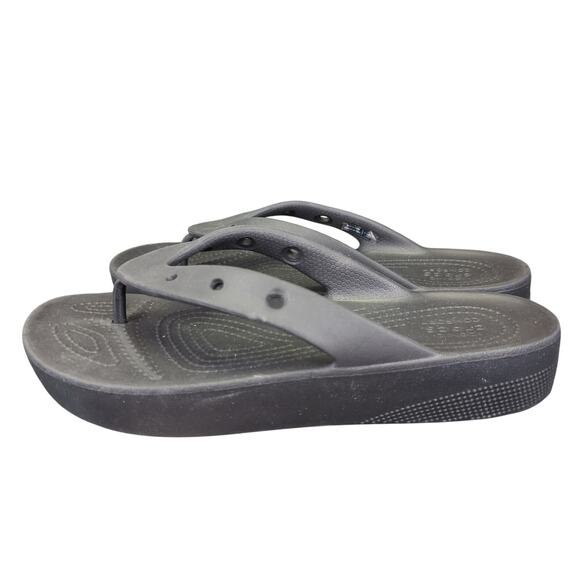 Crocs Classic Platform Flip Sandals 207714 Black Thong Sandals Women's Size 9 - Picture 2 of 8